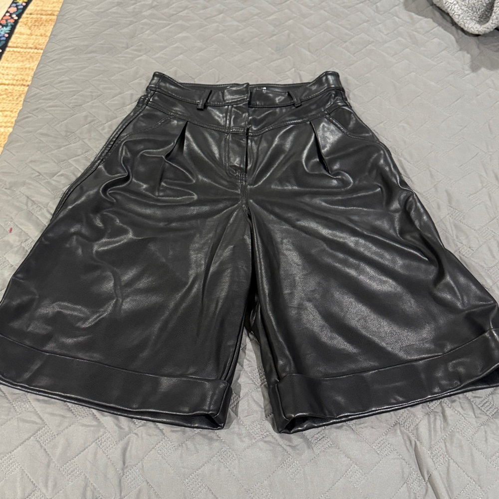 Jonathan Simkhai Black Leather Shorts